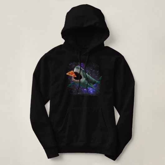 Pull À Capuche Humour de requin à la pizza galactique tendance (Design devant)