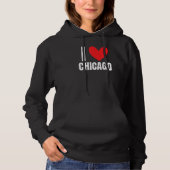 Pull À Capuche I Love Chicago Illinois Architecture Skyline Deep  (Devant)