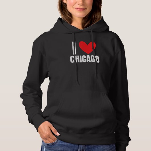 Pull À Capuche I Love Chicago Illinois Architecture Skyline Deep (Devant)