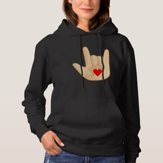 Pull À Capuche I Love You American Sign Language Hand Gesture (Devant)