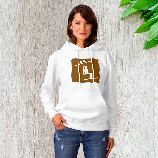 Pull À Capuche Icône Symbole de Télésiège Sports d'Hiver Rustique