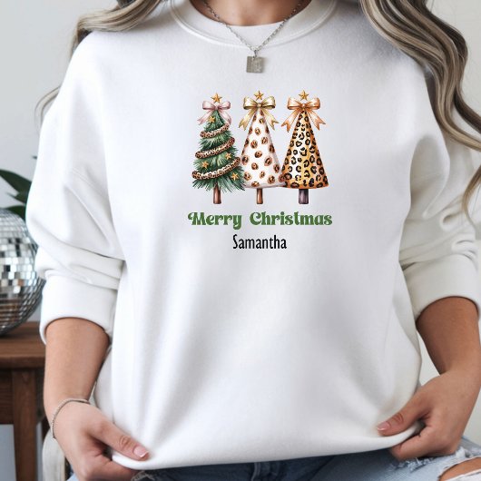 Pull À Capuche Idée cadeau sapins de Noël léopard ludique pour fe