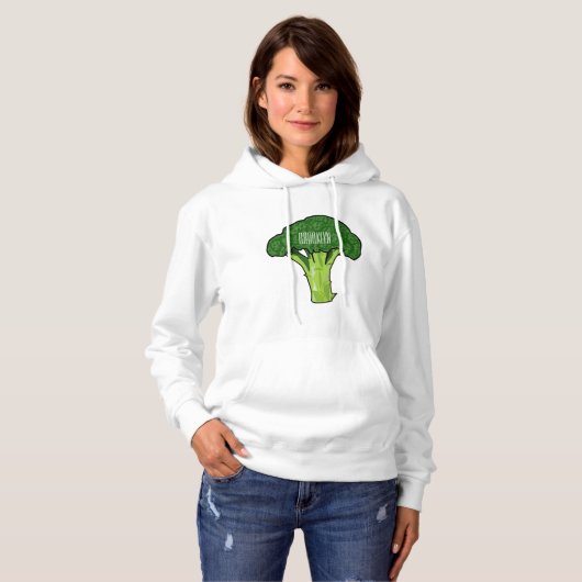 Pull À Capuche Illustration de Broccoli (Devant entier)