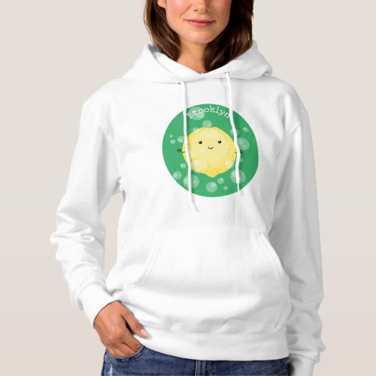 Pull À Capuche Illustration de bulles de caricatures de citron mo (Devant)