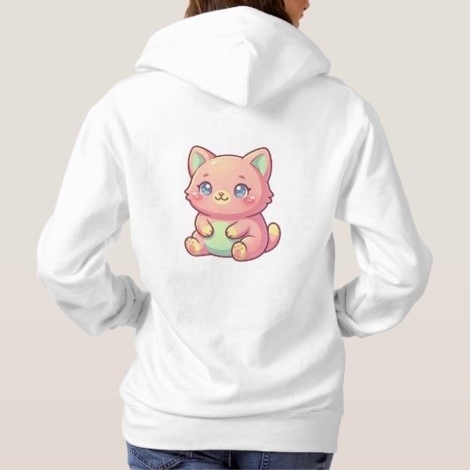 Pull À Capuche Illustration de chaton kawaii rose mignon - Kitty (Dos)
