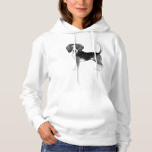 Pull À Capuche Illustration de chien Beagle mignon en noir et bla (Devant)