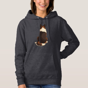 Pull À Capuche Illustration de chien Border Collie vintage de dos