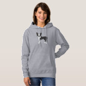 Pull À Capuche Illustration de chien Boston Terrier noir et blanc (Devant entier)