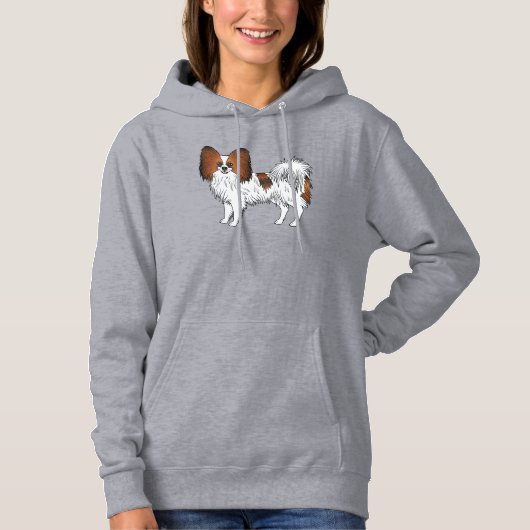 Pull À Capuche Illustration de chien de dessin animé Papillon sab (Devant)