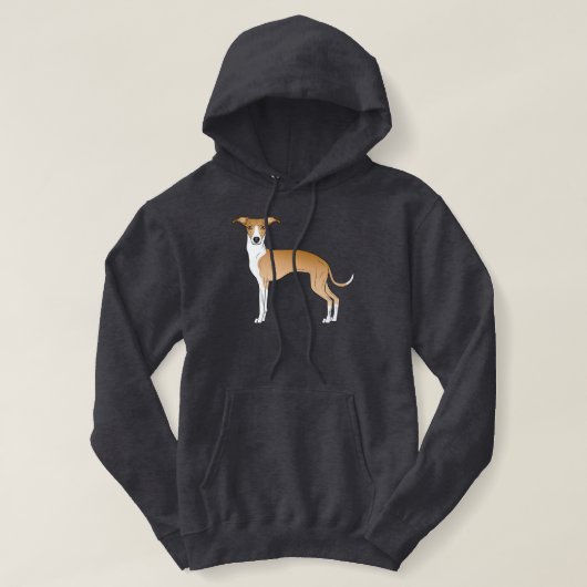 Pull À Capuche Illustration De Chien Gris Italien Faun Et Blanc (Design devant)