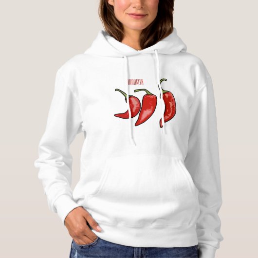 Pull À Capuche Illustration de chili (Devant)