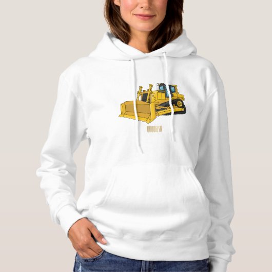 Pull À Capuche Illustration de dessin animé Bulldozer (Devant)