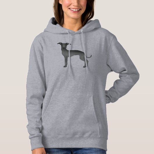 Pull À Capuche Illustration de dessin animé de lévrier italien no (Devant)