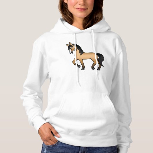 Pull À Capuche Illustration de dessin animé mignon de cheval trot (Devant)
