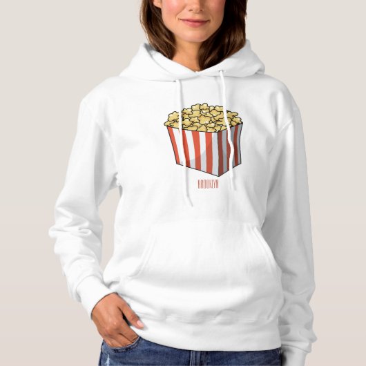 Pull À Capuche Illustration de dessin animé Popcorn (Devant)
