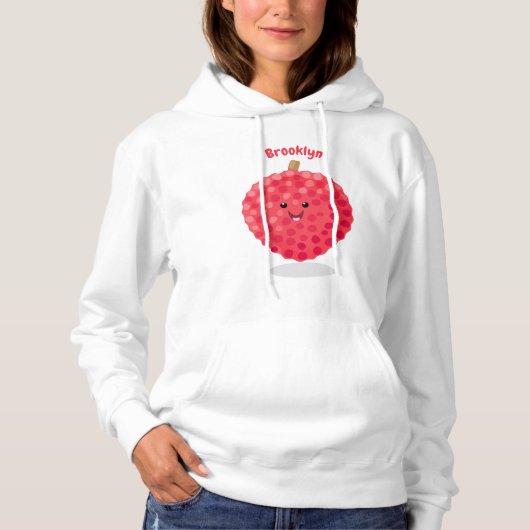 Pull À Capuche Illustration de litchee rose mignon (Devant)