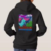 Pull À Capuche Illustration drôle de dinosaure pixelisé de joueur (Dos)