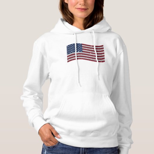 Pull À Capuche Illustration du drapeau des États-Unis en pierre d (Devant)