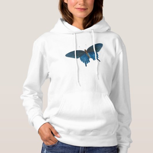 Pull À Capuche Illustration du papillon bleu (Devant)