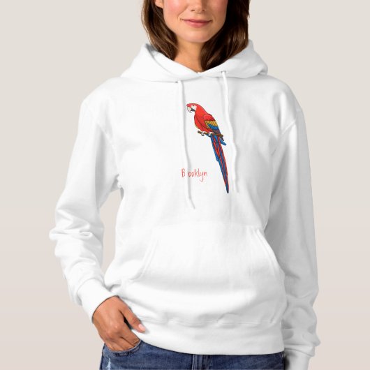 Pull À Capuche Illustration du perroquet de macaw Scarlet (Devant)