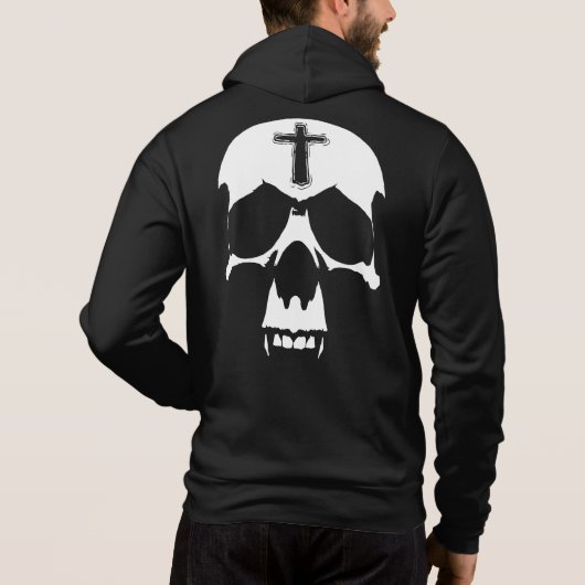 Pull À Capuche Illustration gothique du crâne noir et blanc (Dos)