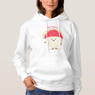 Pull À Capuche Illustration mignon du ramboutan rose
