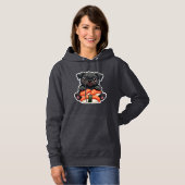 Pull À Capuche Illustration vectorielle de sushi de pug noir mign (Devant entier)