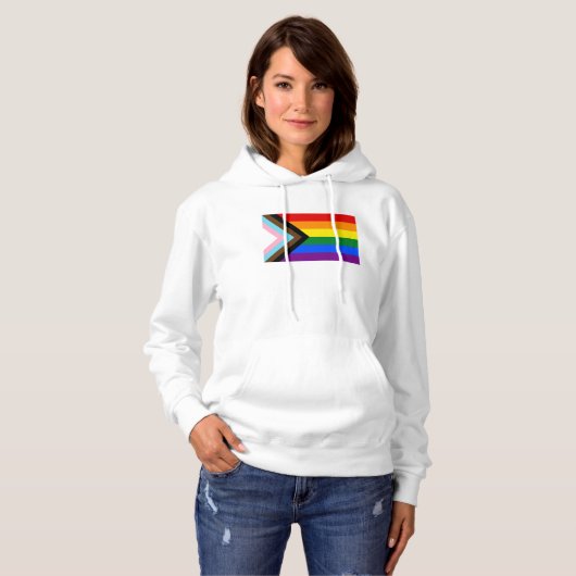 Pull À Capuche Indicateur de fierté de progression LGBTQ+ (Devant entier)