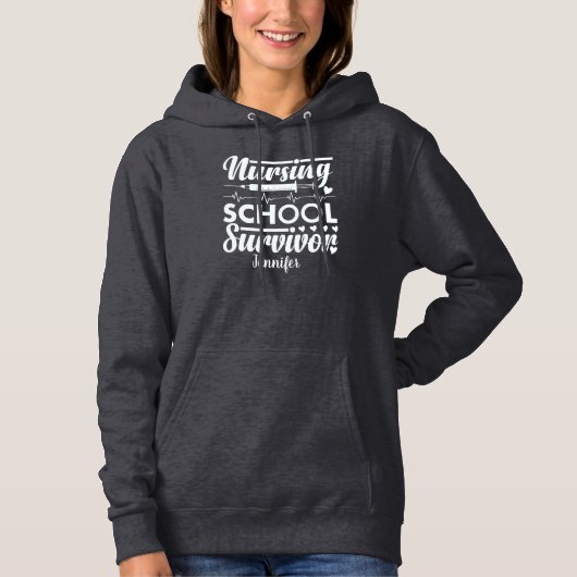 Pull À Capuche Infirmière étudiante personnalisée gris foncé (Devant)