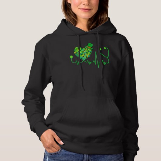 Pull À Capuche Infirmière irlandaise Stethoscope Shamrock Heartbe (Devant)