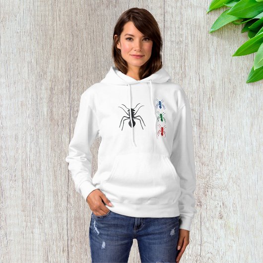 Pull À Capuche Insectes de silhouettes de fourmi Noir Bleu Vert e