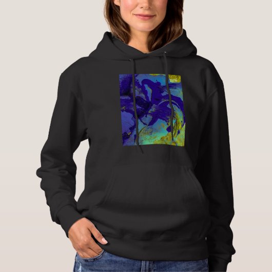 Pull À Capuche Iris Bleu Abstrait (Devant)