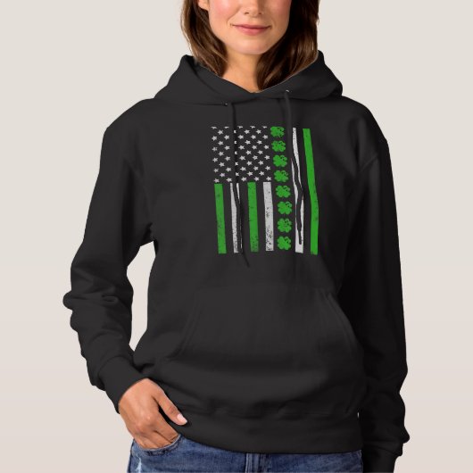 Pull À Capuche Irlande Bowling Sport Usa Drapeau Shamrock St Patr (Devant)