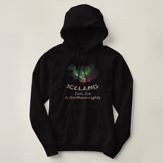 Pull À Capuche Islande - Glace d'incendie et aurora boréale (Design devant)