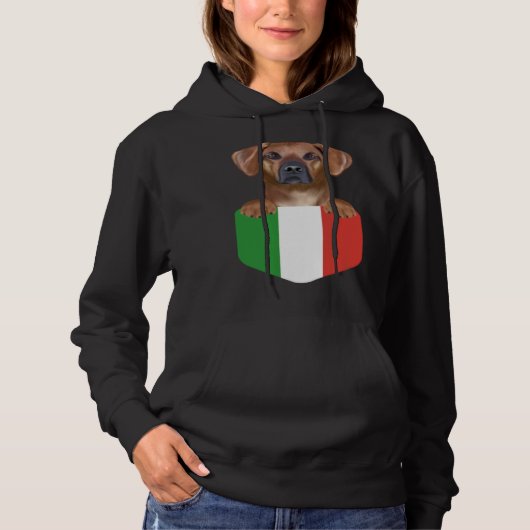 Pull À Capuche Italy Flag Rhodesian Ridgeback Dog In Pocket (Devant)