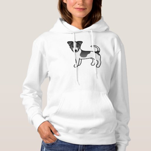 Pull À Capuche Jack Russell Terrier à poil lisse noir et blanc (Devant)
