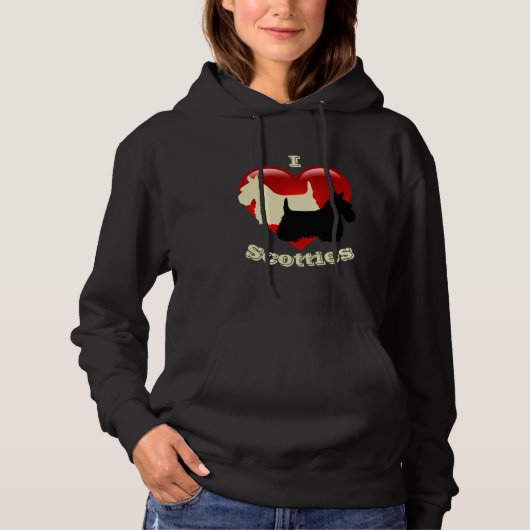 Pull À Capuche J'adore les terriers écossais, noirs et blé (Devant)