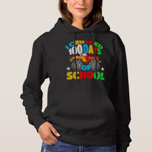 Pull À Capuche J'Ai Écrasé 100 Jours De Garçons D'École 100E Jour (Devant)