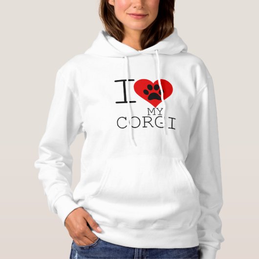 PULL À CAPUCHE J'AI LE COEUR DE MON CORGI (Devant)