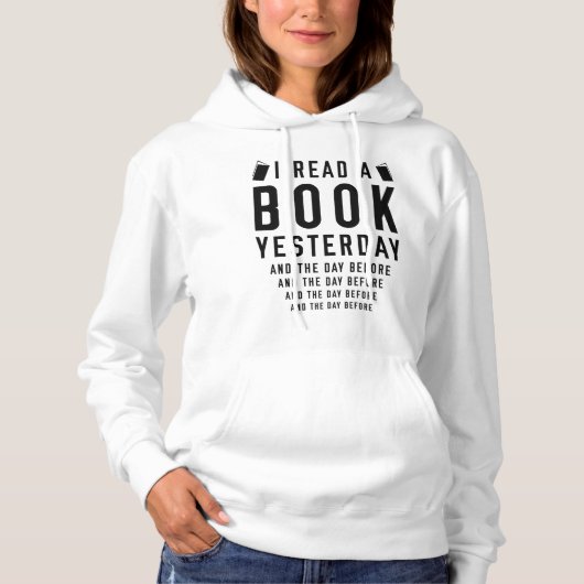 Pull À Capuche J'Ai Lu Un Livre Hier (Devant)