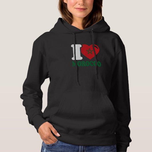 Pull À Capuche J'aime le Maroc Beau drapeau du Maroc J'aime le M (Devant)