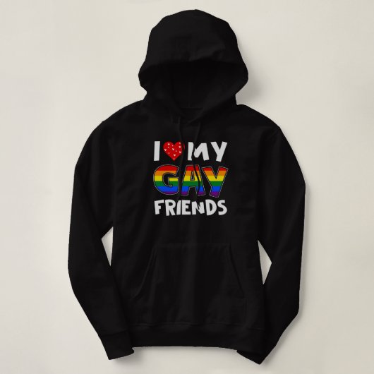 Pull À Capuche J'aime mes amis gays Lesbiennes LGBT Rainbow T-Shi (Design devant)