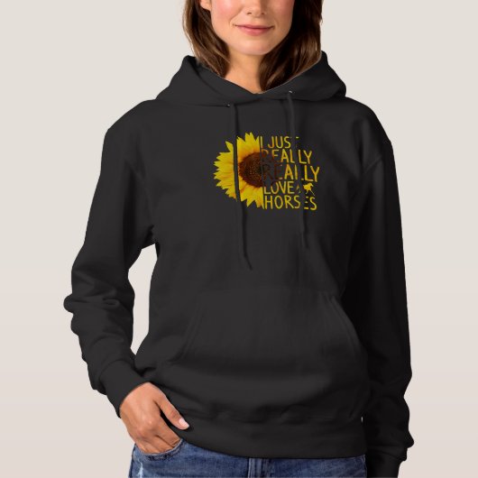 Pull À Capuche J'Aime Vraiment Les Chevaux Femmes Hommes Oreillen (Devant)