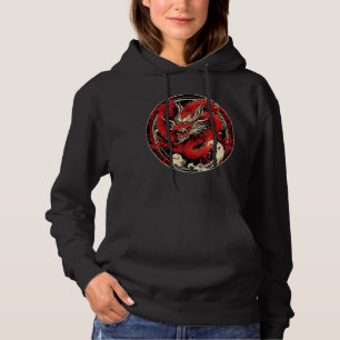 Pull À Capuche Japonais esthétique Rouge Kanji Dragon art japonai