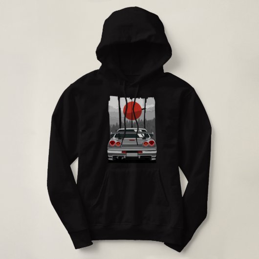 Pull À Capuche JDM Skyline R34 Réglage de la voiture Japon Rising (Design devant)