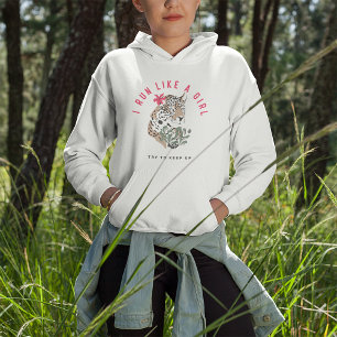 Pull À Capuche Je Cours Comme Une Fille Motivationnelle Léopard R