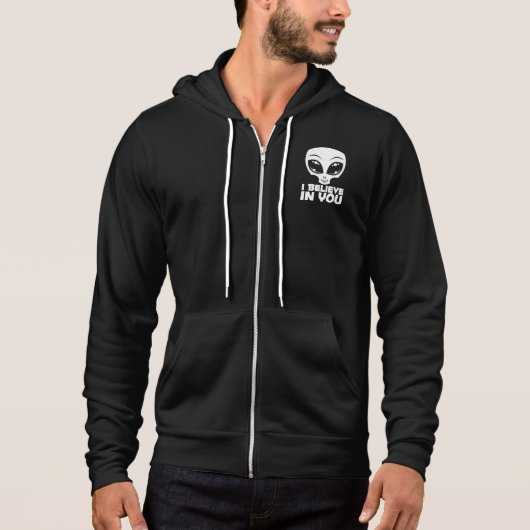 Pull À Capuche Je crois en toi, Alien en blanc (Devant)