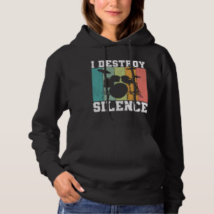 Pull À Capuche Je détruit le silence déstabilisé tambour Vintage 