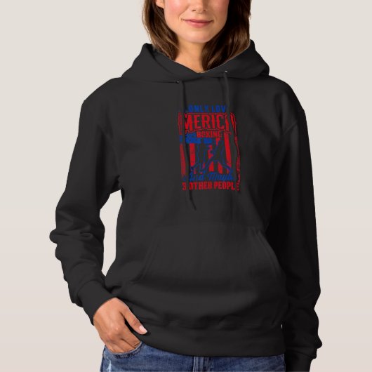 Pull À Capuche Je n'aime que Merica Boxe 3 Autres Personnes Vinta (Devant)