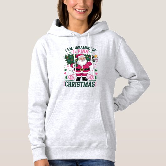 Pull À Capuche Je rêve d'un Noël rose (Devant)
